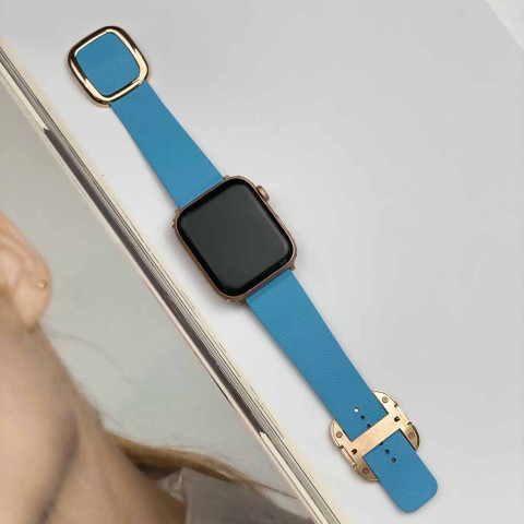 Кожаный ремешок Modern Buckle Leather на Apple Watch 42/44/45mm Gold/Cornflower Кожаный ремешок Modern Buckle Leather на Apple Watch 42/44/45mm Gold/Cornflower